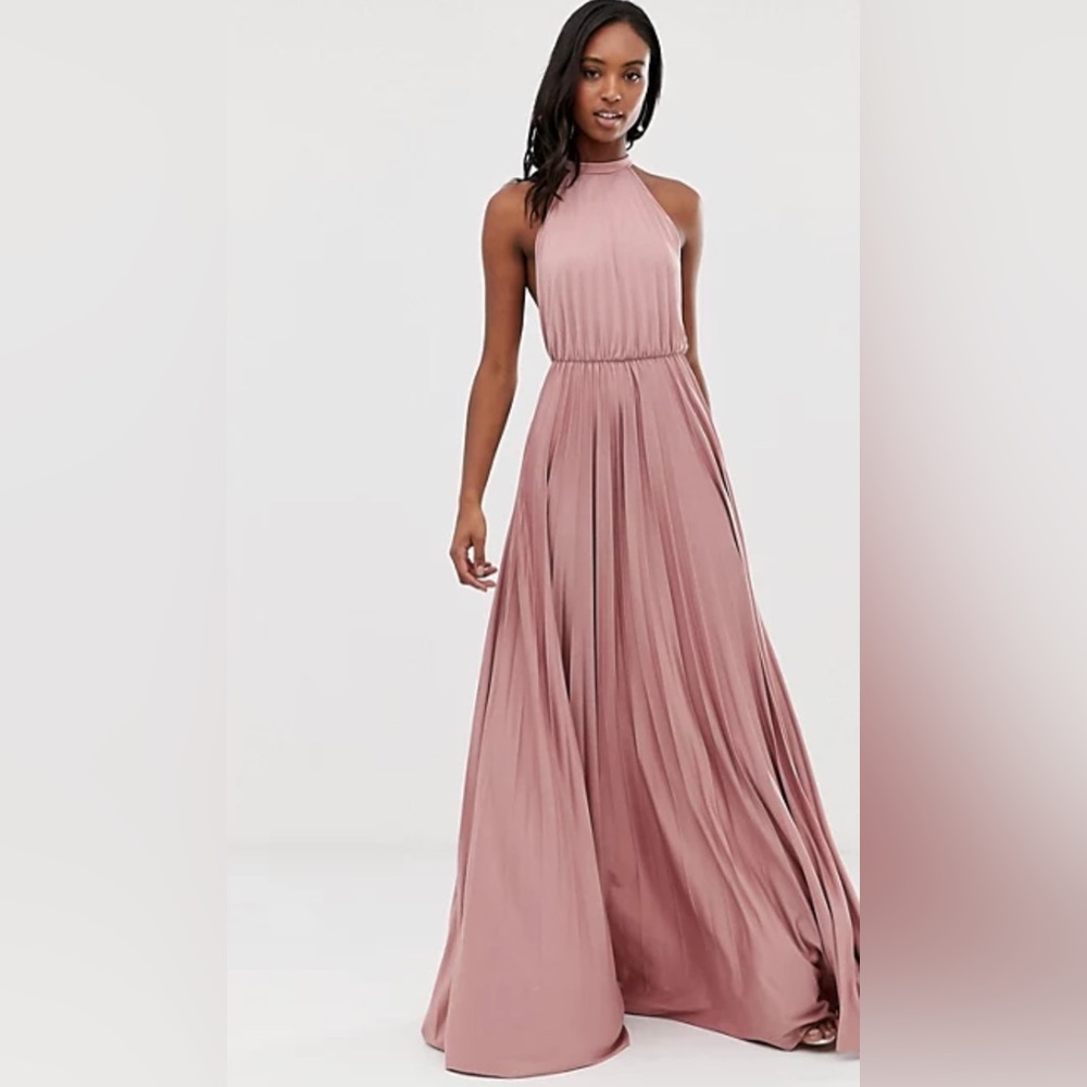 ASOS Pleated Pink Maxi Dress